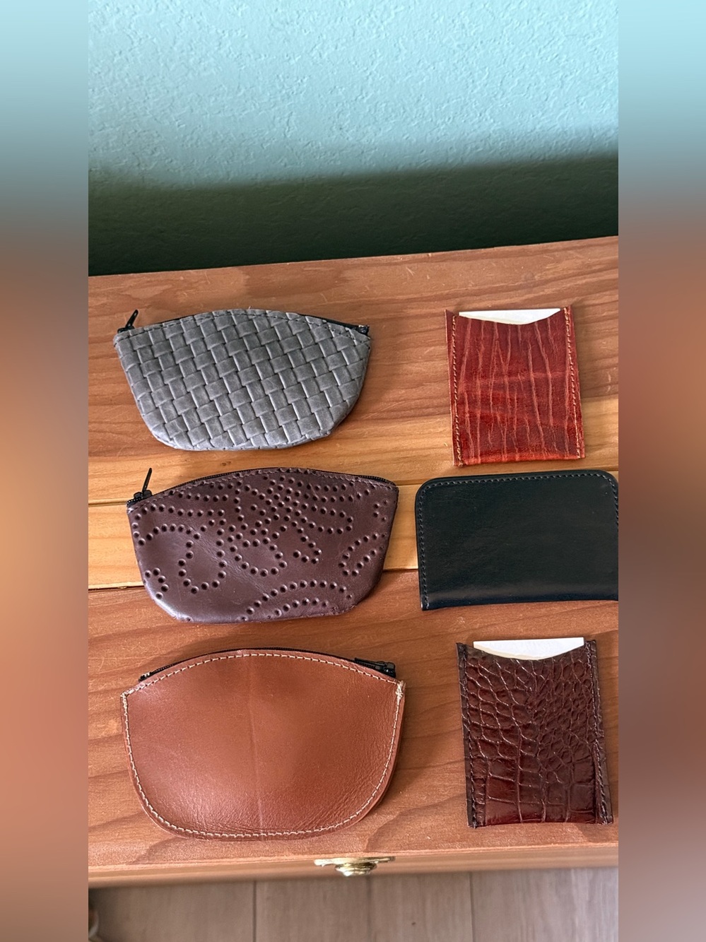 Lot of 6 Genuine Leather Coin Pouches Card Holders Unbranded Mixed Textures